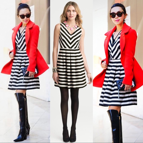 Banana Republic striped v-neck fit & flare dress 0 - Picture 8 of 8